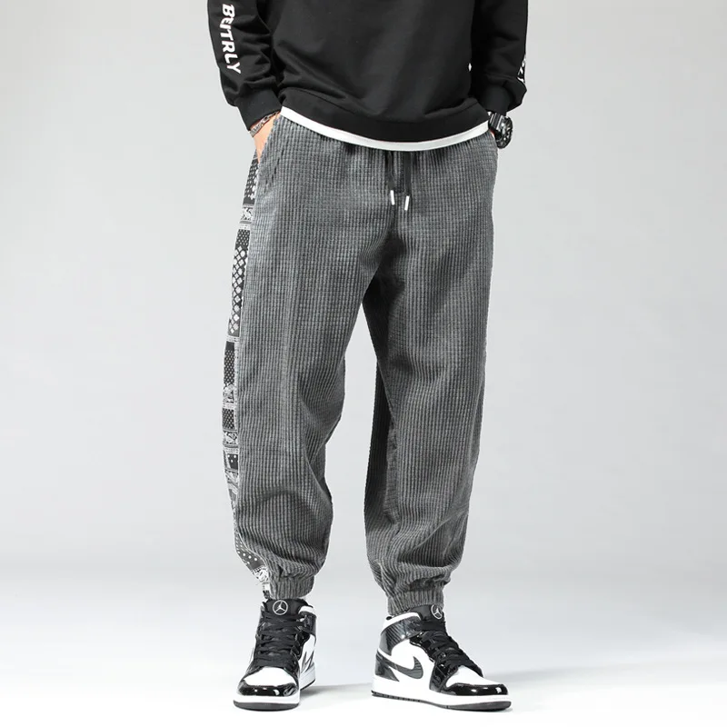 Männer Casual Hosen Knöchel Länge Bleistift Hose Kordelzug Hosen Taschen Schlank Druck Casual Gespleißt Sport Anblick Stretch Herbst