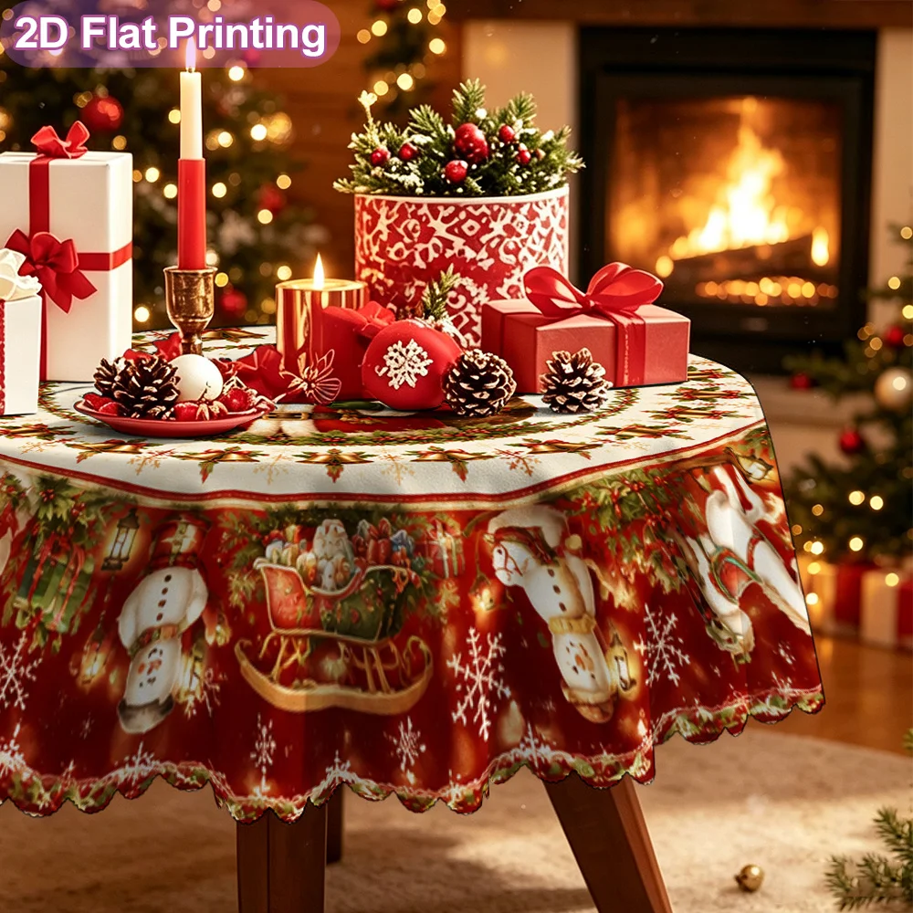 1Holiday Santa Claus, Christmas Deablecloth, Home Kitchen Decoration, Holiday Table Cover, Christmas Pie