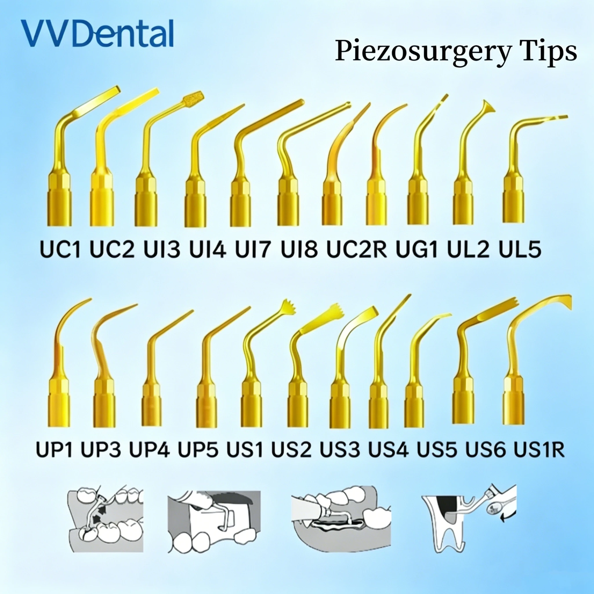Dental Piezo Surgery Tip For Mectron Woodpecker Scaling Implant Exelcymosis Dental Machine Micro-Saw Bone Cutting Sinus Lifting