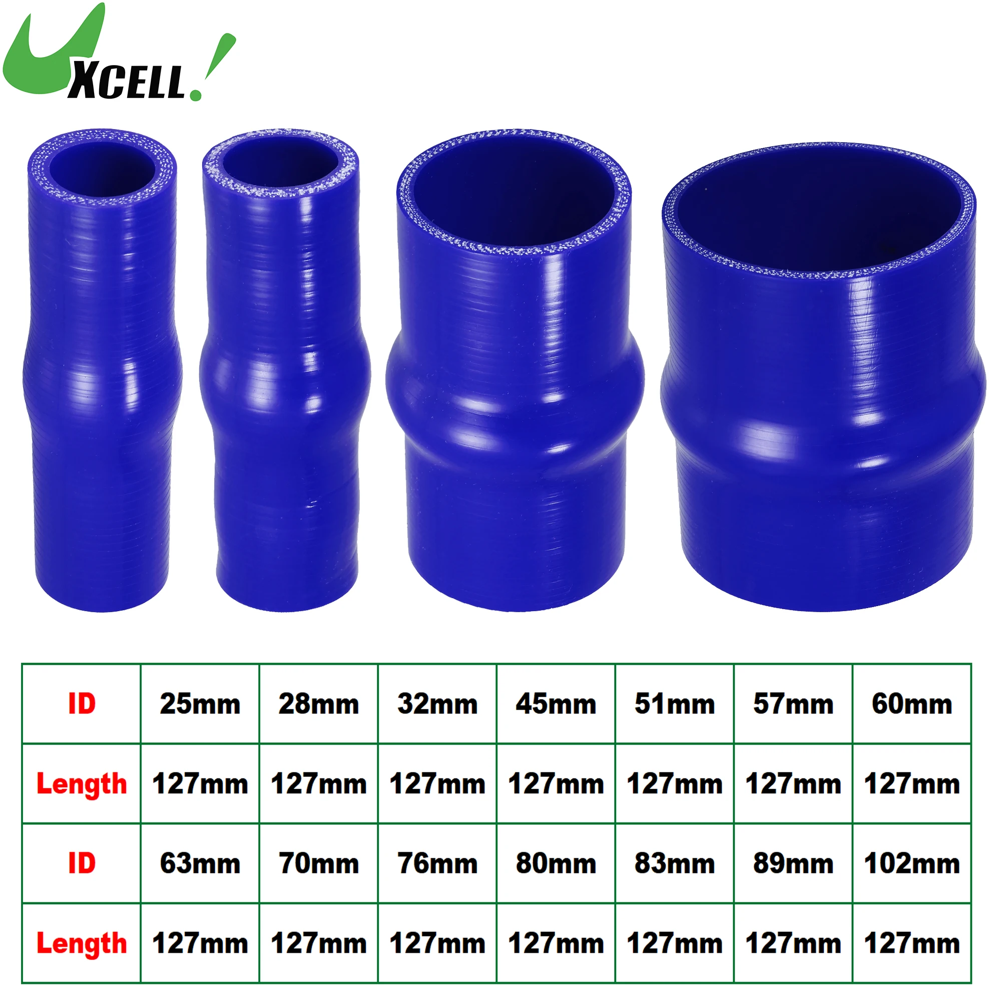 

UXCELL 25/28/32/45/51/57/60/63/70/76/80mm-102mm Inner Dia. Car Hump Silicone Hose Straight Coolant Hose 127mm Long Blue