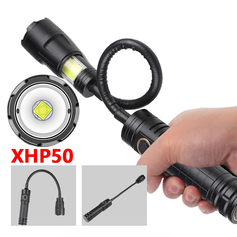 

Светодиодный фонарик XHP50 + COB лампа USB перезаряжаемые фонарики Питание от батареи 18650 масштабируемый алюминиевый сплав Кемпинг Рыбалка Фонарь