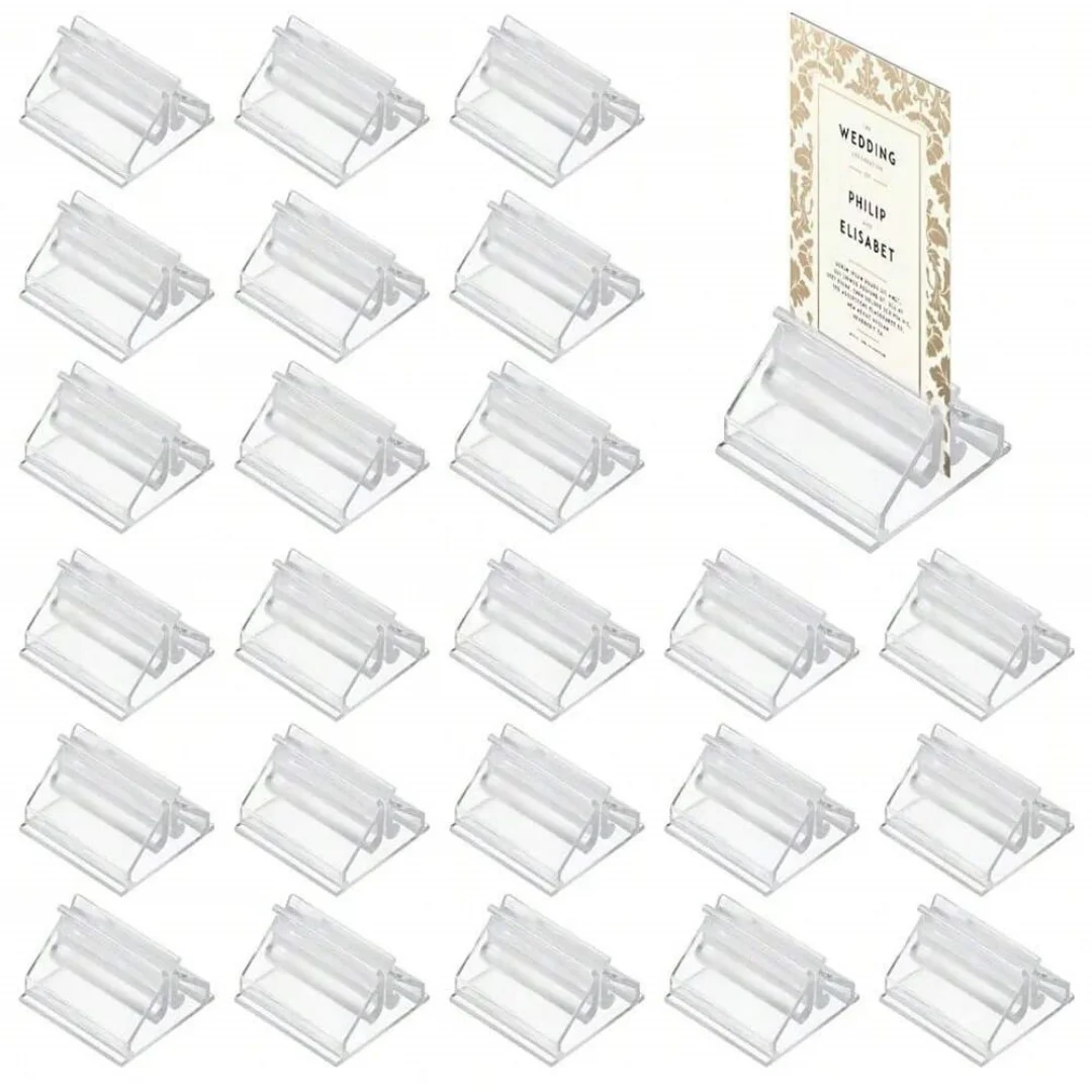 24 pièces Plastis Place porte-cartes Table de mariage Place porte-cartes acrylique Table signe supports pour mémos de mariage photos affichage