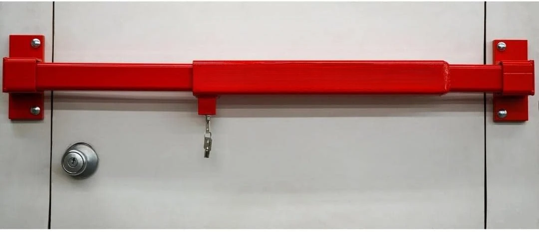 Office Security Door Bar - Powder Coated Steel High Security Door Lock - Universal, Anti Theft Door Bar Lock for Warehouse