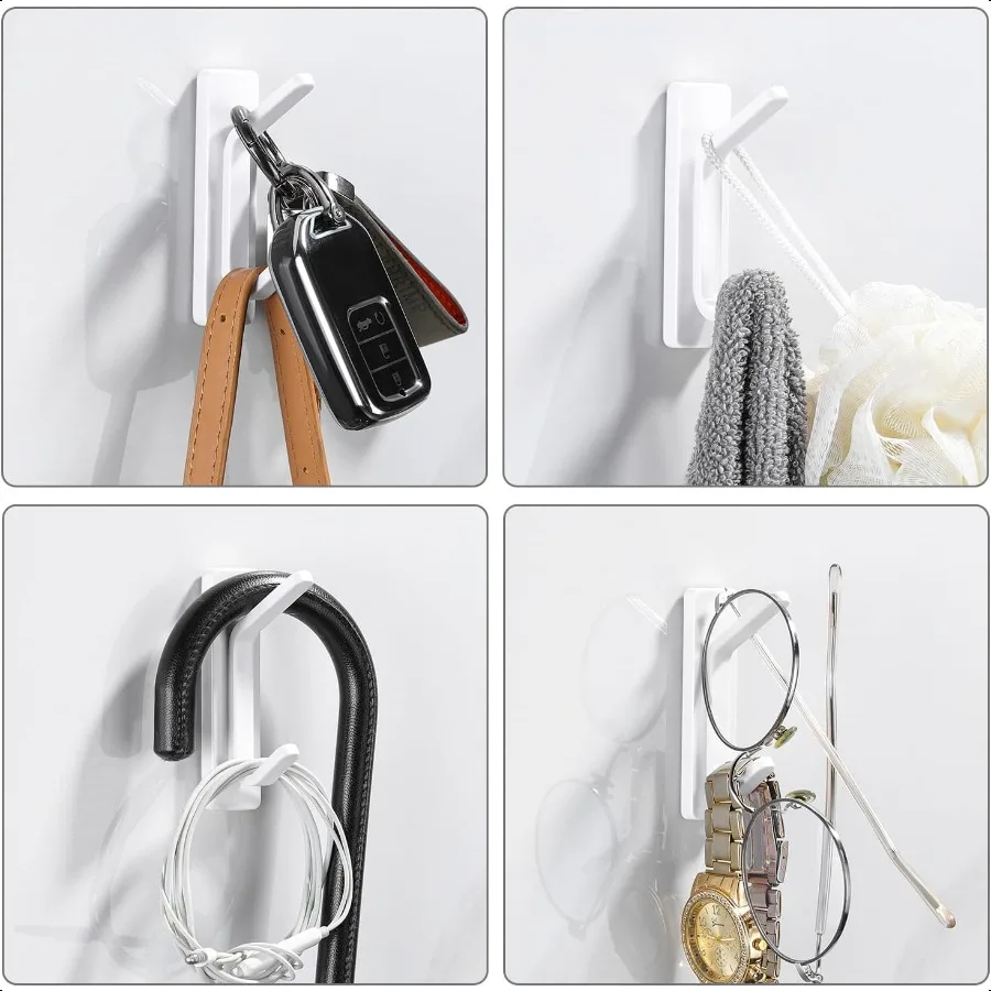 Ganci adesivi per appendere danni liberi Gancio da parete rimovibile nei spazi viventi 8 ganci bianchi in plastica e 8 strisce adesive