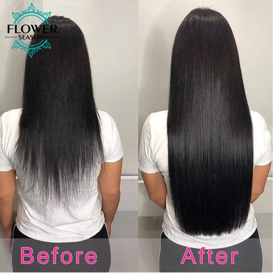 PU Clip ins Extensions Human Hair Straight Seamless Clip In Human Hair Extensions Brazilian Skin Weft Clip-on Hair Pieces 150G