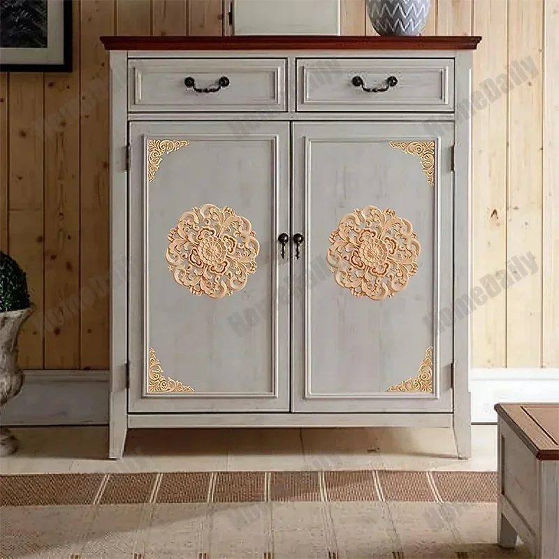 5pcs Wooden Decals Decoration For Bed Cabinet Wardrobe Furniture Decorative Decals Household Diy Decoration Personalized Artwork