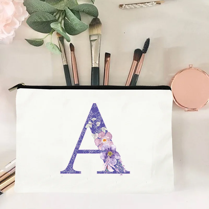 

2022 Fashion Flower Letters Alphabet Travel Washing Bag cute Organizer Beauty Case Cosmetic Bags Make up Bags Best Gift For Her