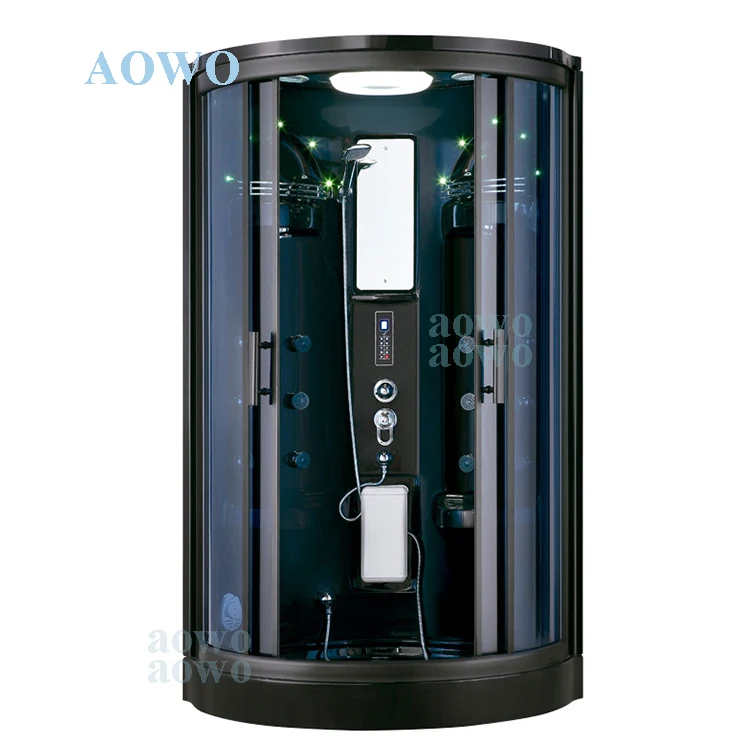 

GuangDong Black Steam Room Bath Shower Cabin 1 Person Wholesale Yacuzzi Tub With Wet Steam Control Panel With Bluetooth Hammam