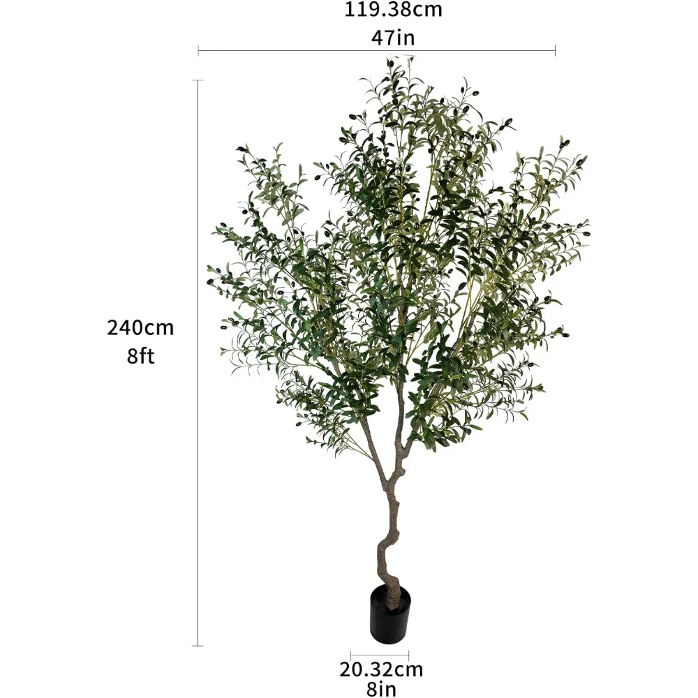 Artificial Tree Faux Olive Tree 8ft(92in,3200leaves) Tall Fake Olive Plant in Pot Fake Silk Tree Faux Plants Indoor