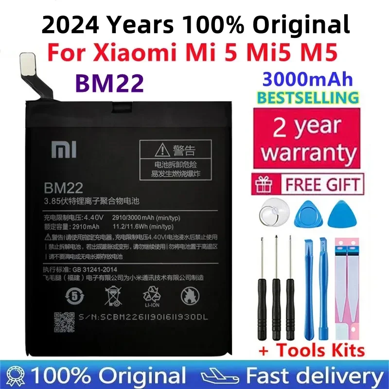 Original Phone Battery BM22 For Xiaomi Mi 5 Mi5 M5 3000mAh High Quality Replacement Battery Retail Package Free Tools