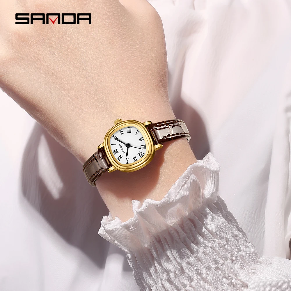 SANDA Top 1137 Women's Quartz Watch Fashionable and Elegant Rose Gold Minimally Roman Digital Women's Quartz Watches 2025