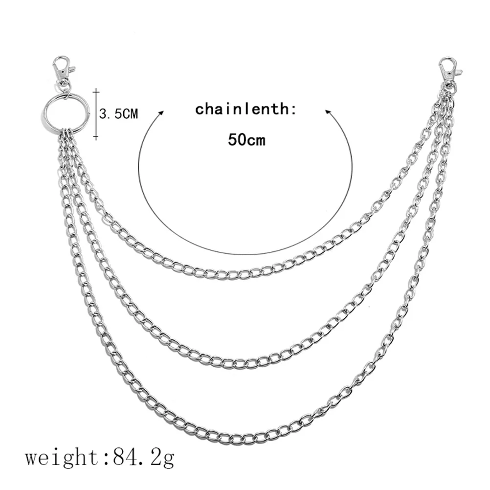 1 قطعة سلسلة الخصر فاسق السراويل المفاتيح للجينز القوطية المعادن الهيب هوب 3 طبقات للجنسين جيب سلسلة السراويل اكسسوارات الديكور