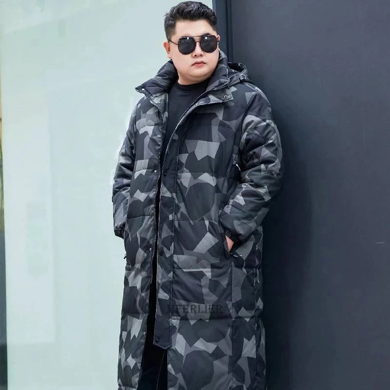 

Winter men's plus size 10XL long camouflage cold-proof extended knee down jacket puffer coat 9xl down coat mens jacket 7XL 8XL