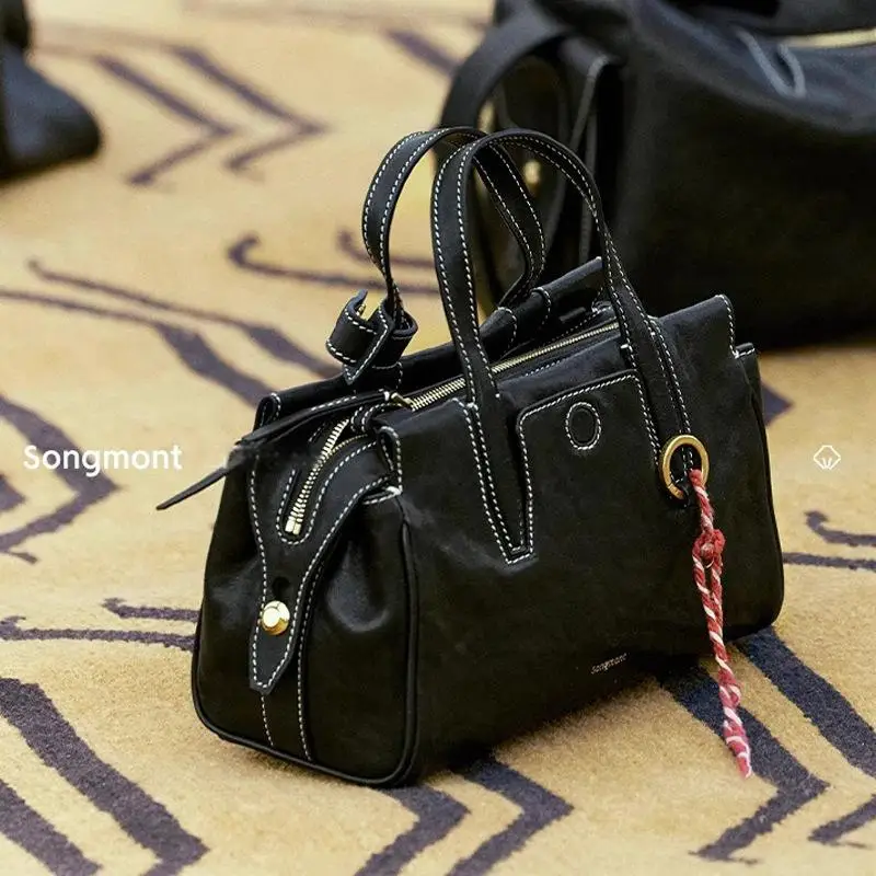 

Мини-сумка Boston Songmont, унисекс, компактная сумка через плечо из кожи растительного дубления с верхней ручкой