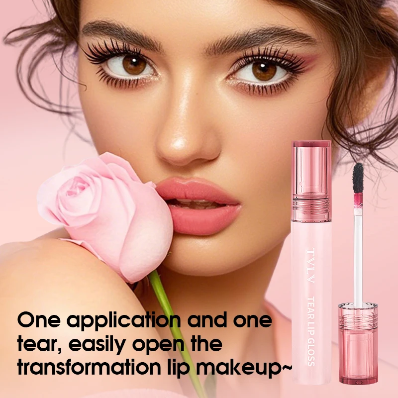 TVLV Peel Off Tear Lip Gloss 2 In 1 Lip Liner & Lip Stain Tattoo, Waterproof Long Lasting Transferproof Matte Lip Tint Cosmetic Makeup