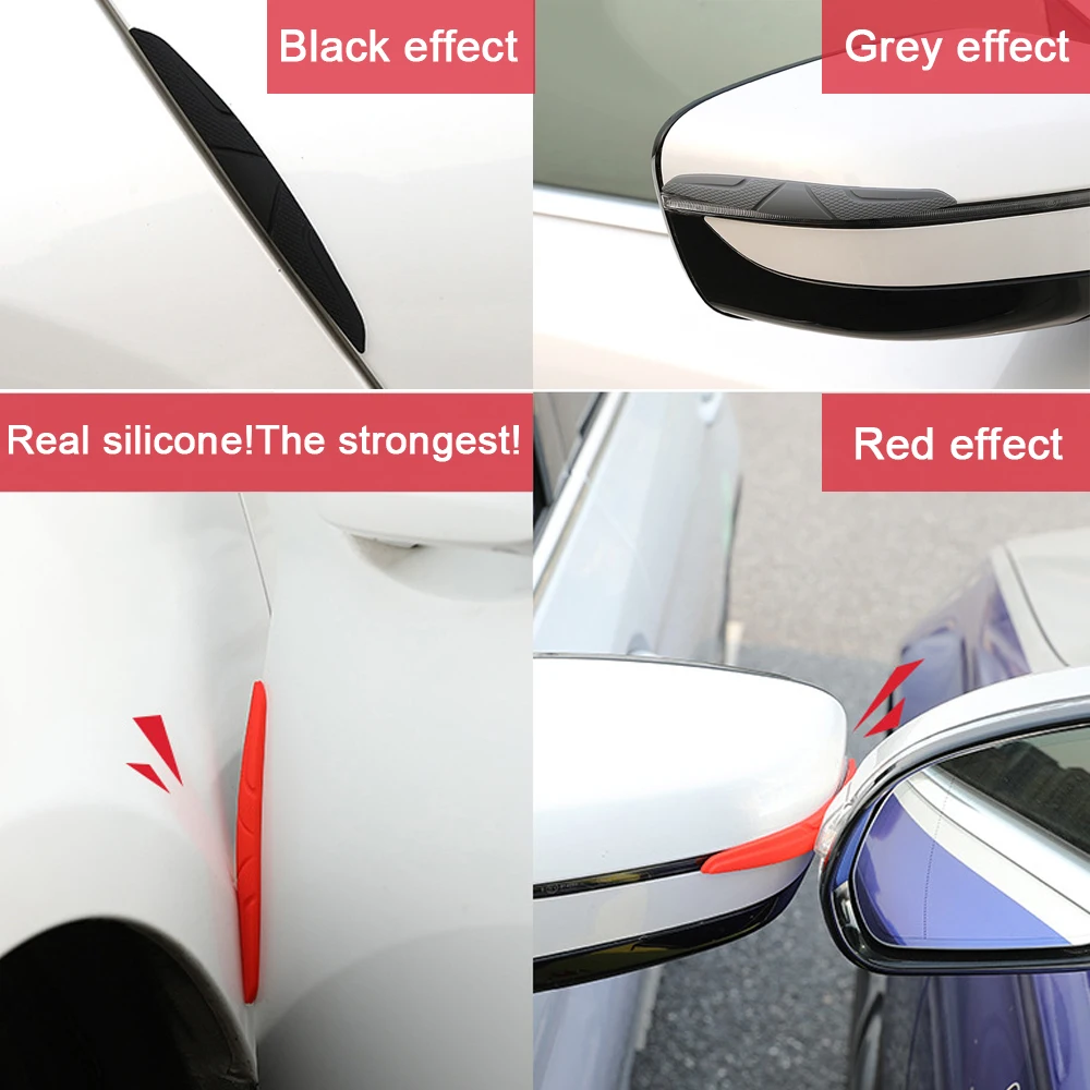 Car Door Edge Anti-collision Protector Bar Stickers Silicone Car Side Protection Guards Rear View Mirror Cover Protection Strip