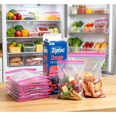 Reusable Gallon Food Storage Bags, Triple Seal Stand‑Up Bottom Bags for Meal Prep, Leftovers and Refrigerator Organization