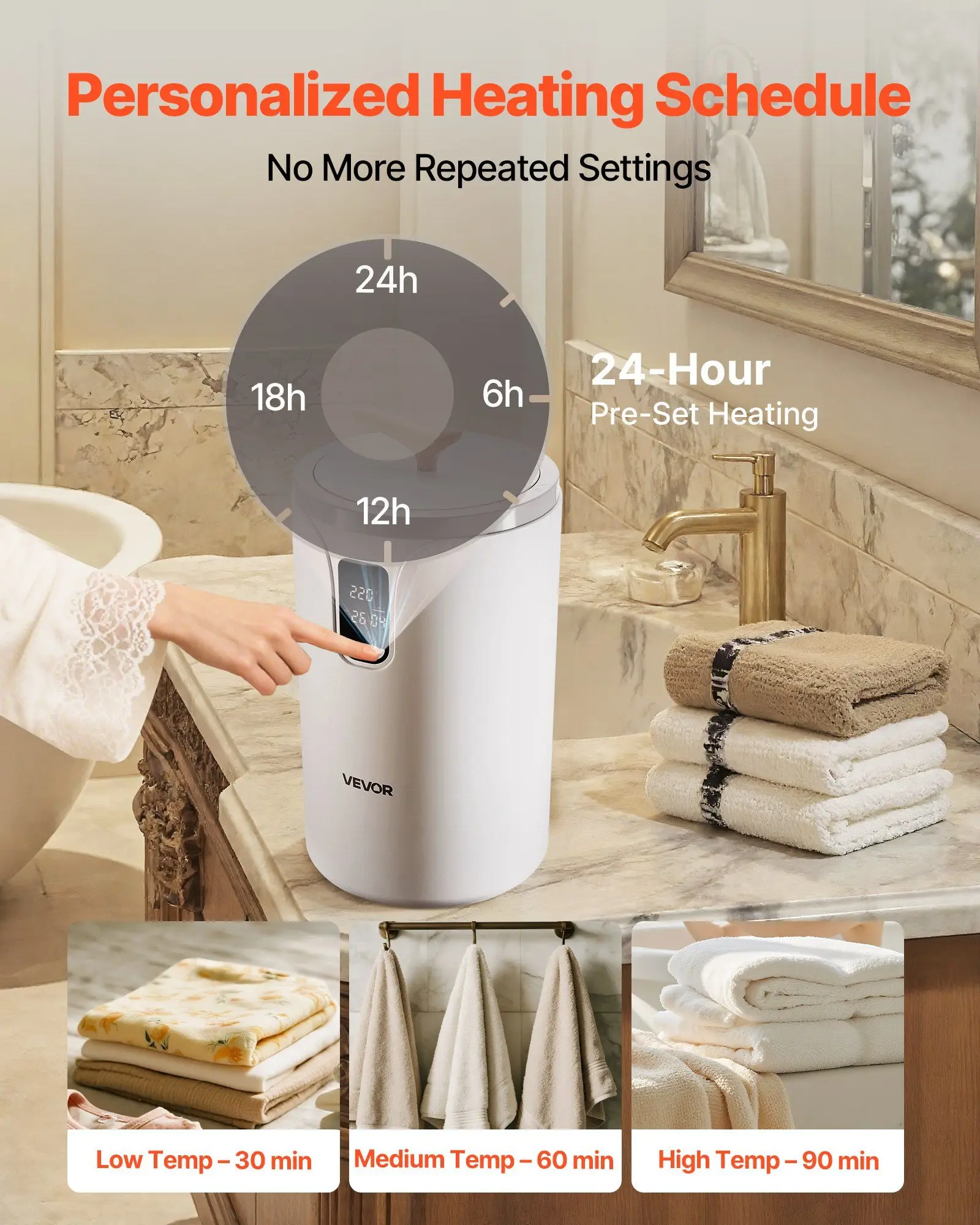 Towel Warmers for Bathroom, Towel Warmer Bucket with 24H Delay Timer & Child Lock & Auto Shut Off for Spa Fits up to 3 Oversized Bath Towels, Blankets, Clothes, Bathrobes, PJ's and More