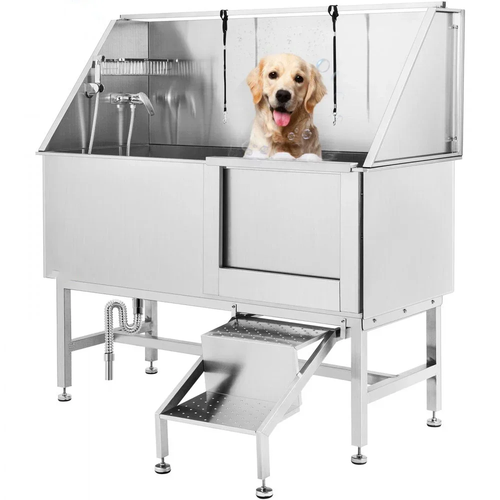 Bathtub For Pet Spa Shower Large Dog Grooming Bath Tub Stainless Steel Silver Sustainable 1 Set Bathing Products