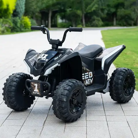 24V Kids Ride On ATV Quad, Electric 4 Wheeler With Spring Suspension, LED Headlights, Music, Twist Throttle, Off-Road Toy Vehicl