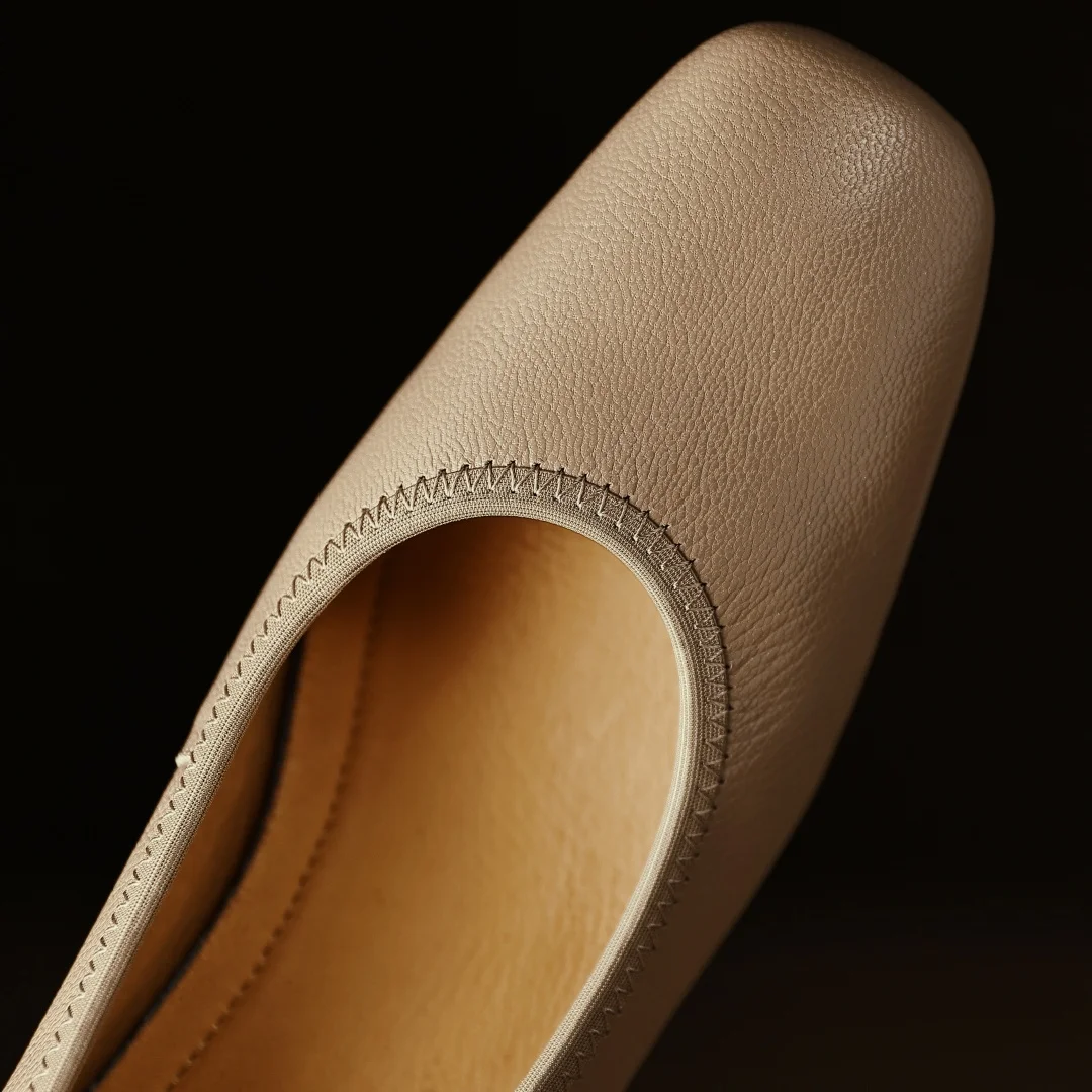 Décolleté slip-on con punta quadrata in pelle di pecora da donna eleganti da donna stile OL 3 cm tacco basso rotondo scarpe con tacco da donna slim quotidiane per donna