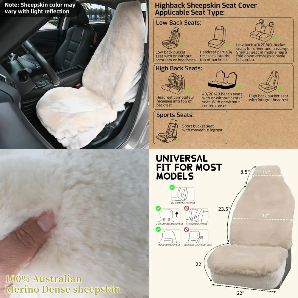 

Чехол Aegis из овчины премиум-класса, чехол для автомобильного сиденья из австралийской мериносовой шерсти, удобный в установке, лето и зима, универсальный, подходит для внедорожника, грузовика S