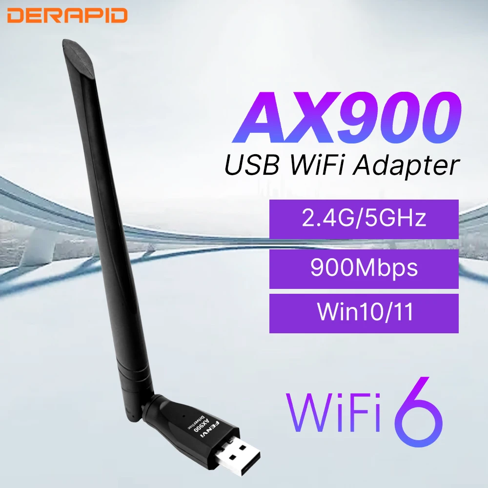 

Двухдиапазонный адаптер USB WiFi 6, 2,4G/5 ГГц, AX900, ключ USB2.0, драйвер приемника беспроводного сетевого сигнала, бесплатно для Windows 10/11