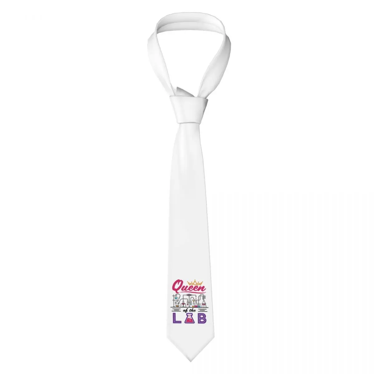Cravatta da uomo per tecnico di laboratorio scientifico Queen Of The Lab, cravatte da 8 cm in poliestere di seta, abiti da festa, cravatte classiche Gravatas