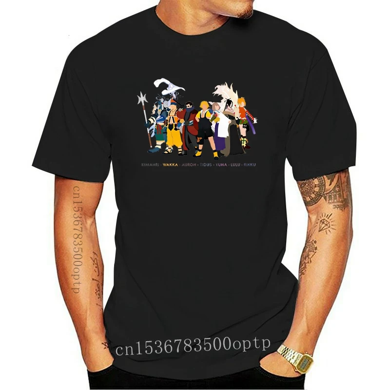 New funny t shirts Final Fantasy X T Shirt Video Game Tidus Yuna Wakka Lulu Auron Rikku T-shirt Cool Novelty Style Tshirt