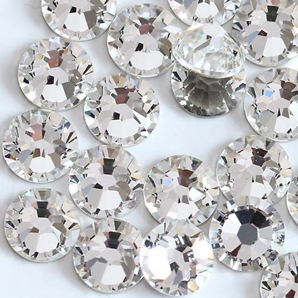 

72 шт. прозрачных белых стеклянных стразов с плоским дном для поделок, нейл-арта, украшения обуви и блестящих декораций