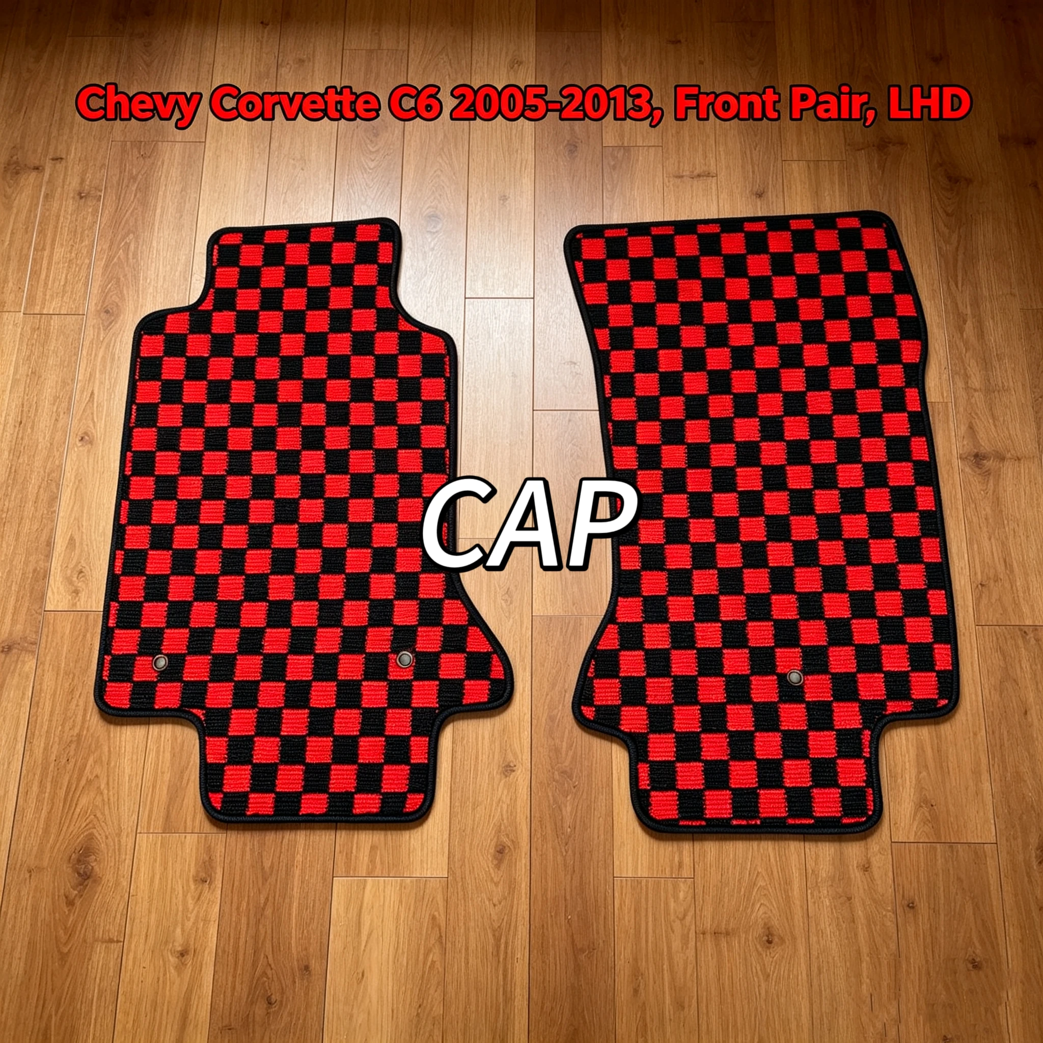 

Checkered Floor Mats for 2005-2013 Chevy Corvette C6 LHD, Custom Fit Premium Carpet Mats, Non-Slip, All-Weather Protection