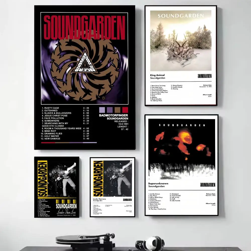 Band S-Soundgarden Rock Painting Calligraphy Self Adhesive Wall Art Waterproof Print For Bedroom Living Room Hallway Home Decor