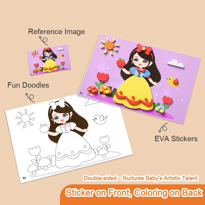 

Children's 3D Sticker Puzzle DIY Craft Kit - Early Educational Cognitive Training Toys For Toddler Ages 2-6