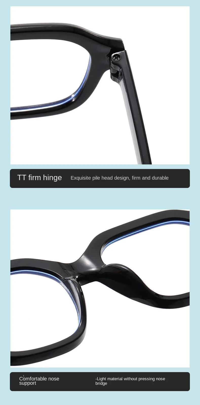 Unisex Retro Blaulichtfilter-Brille Computerbrille Modisches Anti-Blaulicht Quadratisches Brillengestell für Büro Damen Herren – Detail 5