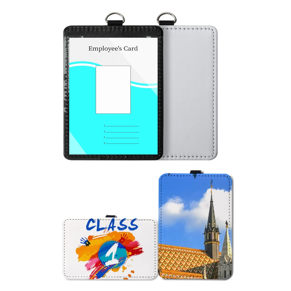 30 Pack Genuine Leather ID Badge Holders Clear Sublimation Blank Waterproof Name Tag Card Carriers for Badges