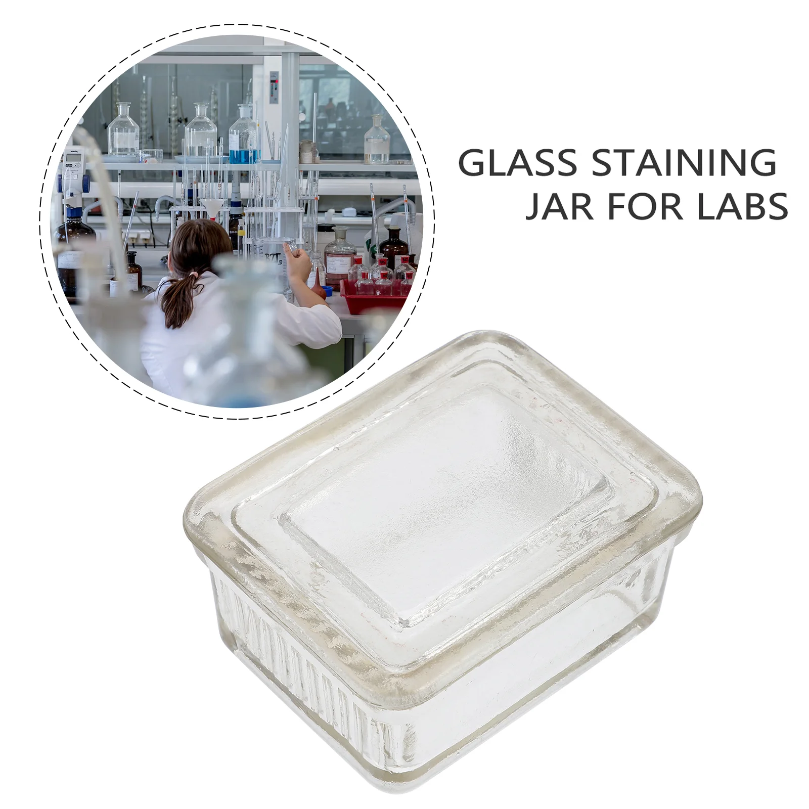 Ultechnovo Glass Staining Jar Clear Glass Jars Microscope Slides Specimen Coplin Staining Holder Laboratory Tool