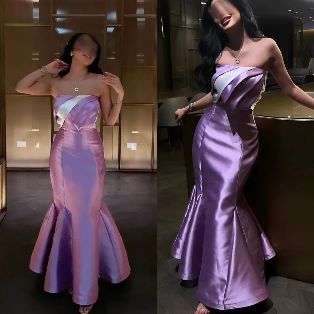 

Customized Retro Strapless Mermaid Floor Length Evening Dresses Draped s Formal Occasion Gownفساتين للحفلات الراقصة فساتين مناسب