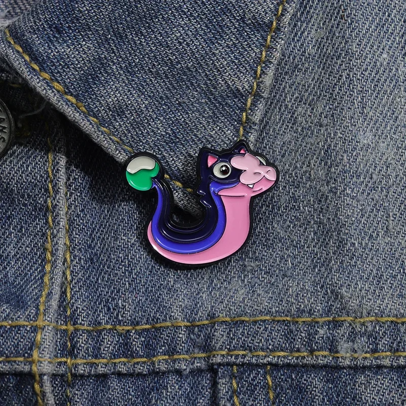 Enamel Pins Cartoon Pink Snake Brooch Creative Anime Fantasy Owl Cabin Series Badge Brooches for Clothing Badges for Clothes