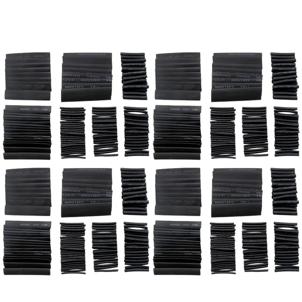 

508 Pcs Heat Shrink Tubing Kit Black Polyolefin Assorted Sizes Cable Protector Insulation Electrical DIY Wire Wrap