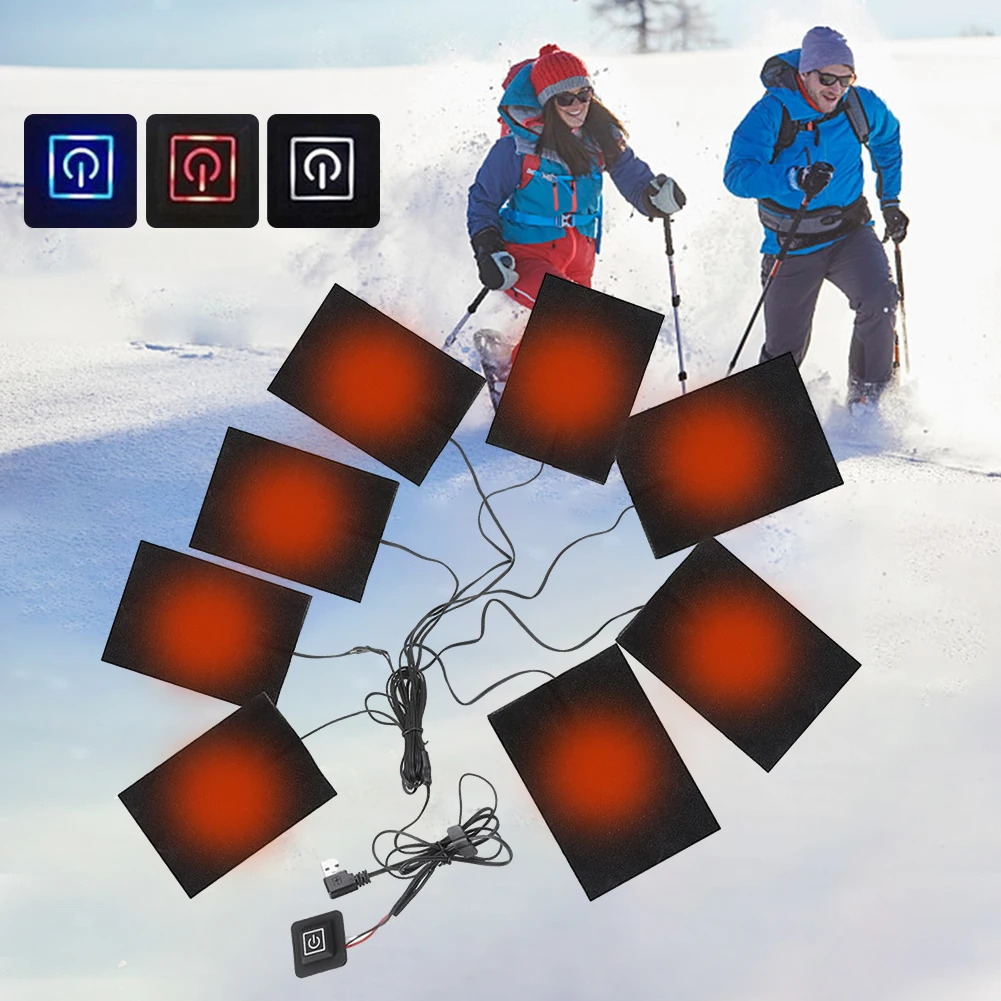 

3 Gear Electric Heated Jacket Heating Pad USB Themal Warm Winter Heating Vest Pads Clothes Heated Pad Outdoor Accessories