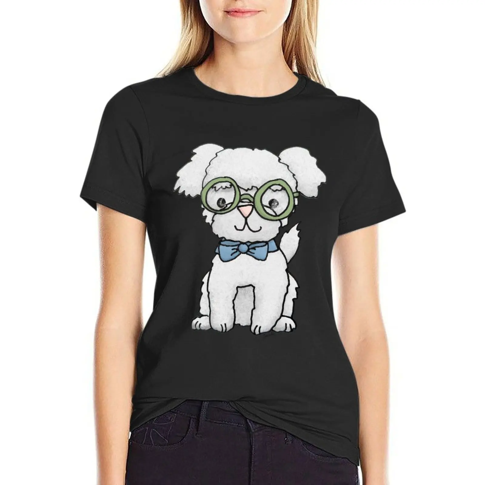 

Fancy Glasses Dog T-Shirt summer tops cute clothes Aesthetic clothing summer blouses woman 2025