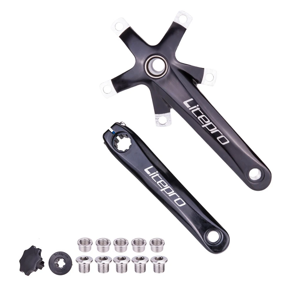 

Litepro Folding Bike Aluminum Alloy Crank 170Mm for Road Bike 130BCD Crankset Bicycle Parts Black