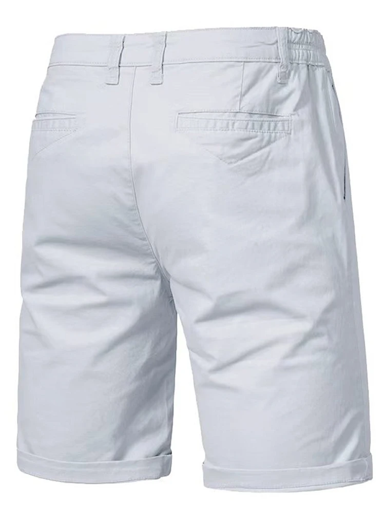 กางเกงขาสั้นผู้ชายทรงตรง สไตล์เรียบง่าย สีพื้น ผ้าเนื้อยืด ใส่สบาย เหมาะสำหรับใส่ในชีวิตประจำวัน ฤดูใบไม้ผลิ ฤดูร้อน