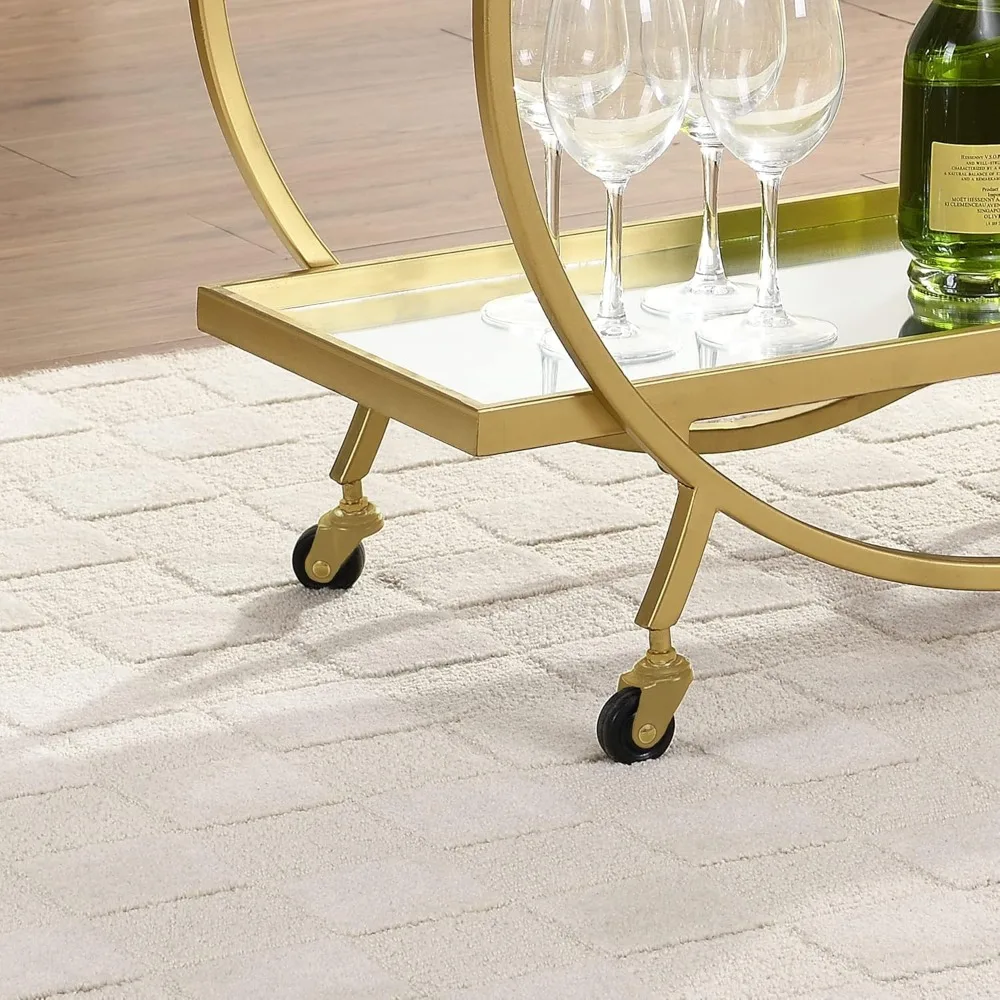 عربة بار صغيرة متنقلة من طبقتين مع مساحة تخزين للمشروبات والإكسسوارات #4