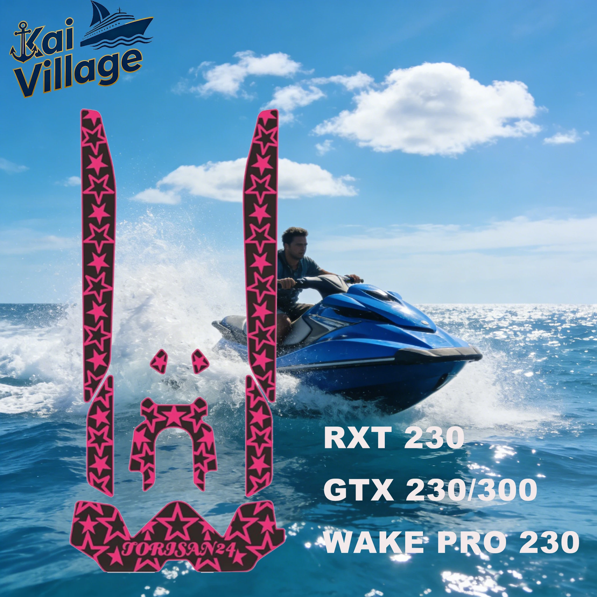 Customized Jet Ski Mats, Non-Slip Motorboat Traction Mat, Seadoo GTX 230, GTX 300, RXT 230, Wake Pro 230, RXT-X 300