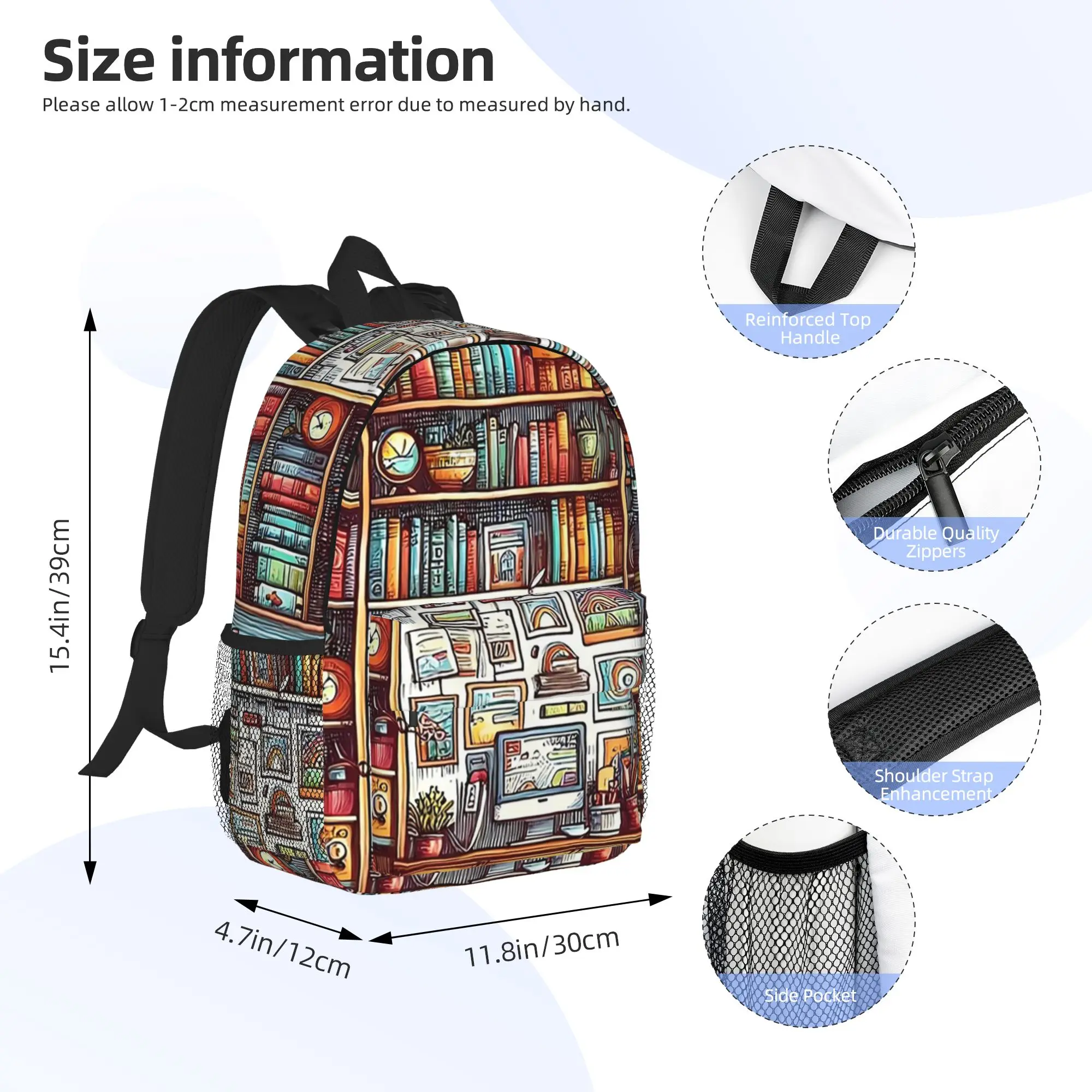 Cartoon Books Bookshelf Backpack Hot Sale Daypack Large Capacity Boys Girls BookBag Shoulder Bags for Men Women School Bag