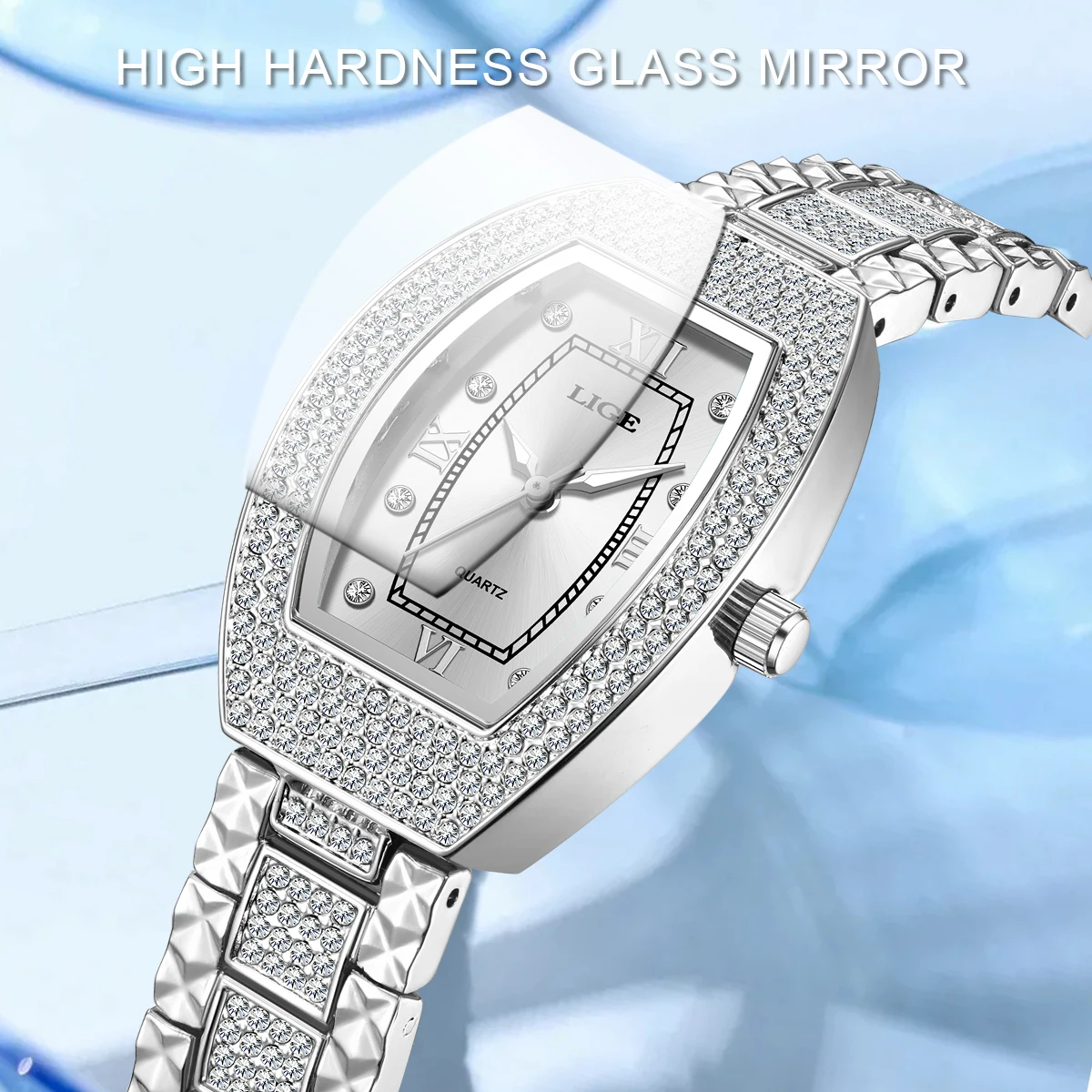 LIGE, новый оригинальный дизайн, роскошные часы с бриллиантами для женщин, элегантные часы, модные спортивные водонепроницаемые часы из нержавеющей стали Mille