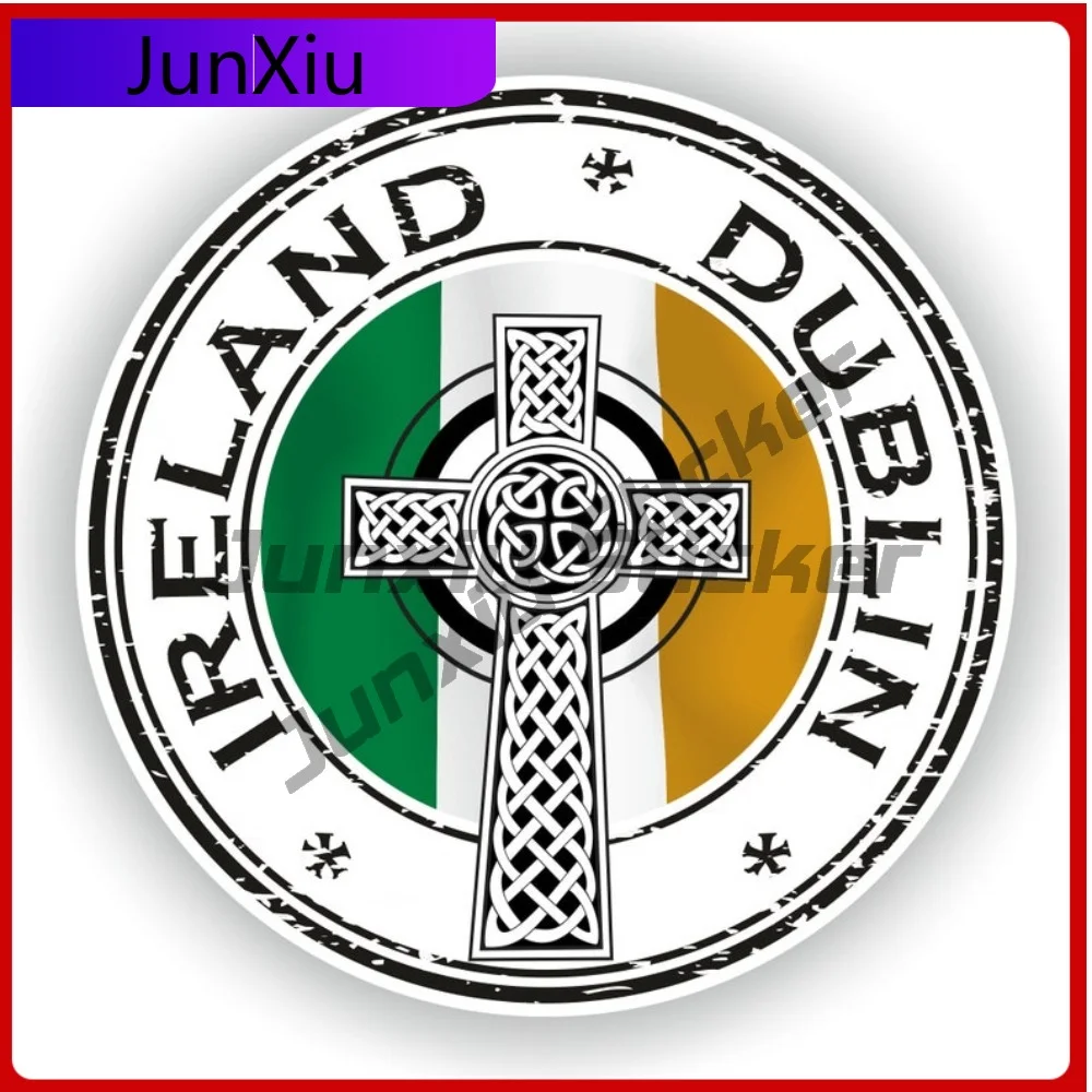 

Ireland Dublin #03 Seal Sticker Round Flag Vinyl Decal Waterproof Exterior Decoration for Motorcycle SUV Rear Windshield