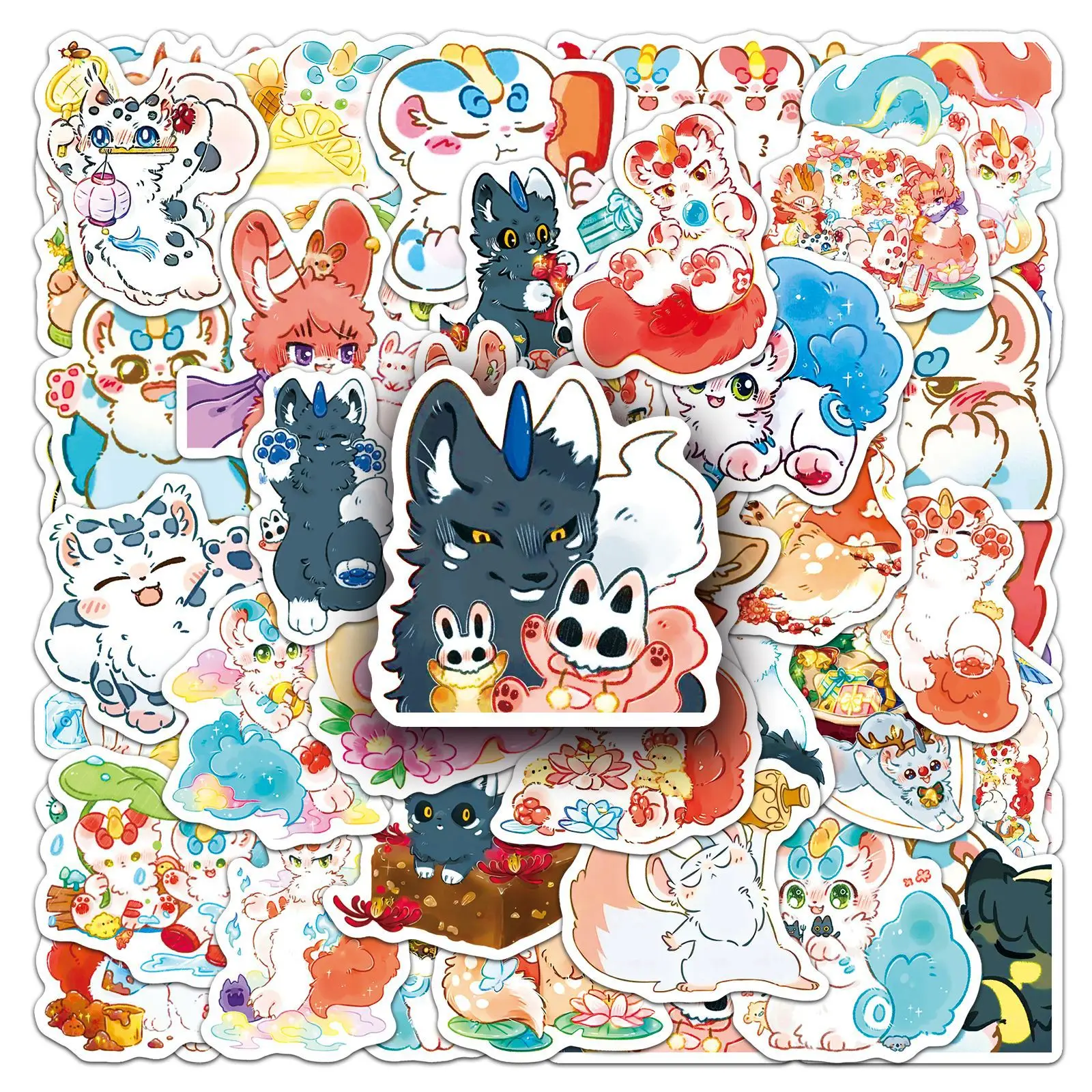 10/50PCS Fabulous Beasts Animation Stickers Cartoon Chinese Mythology Comics Graffiti Decoration Notebook Mobile Guitar Decals