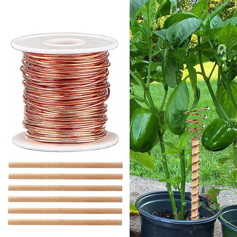 2X 99.9% Pure Copper Wire For Electro Culture Gardening Copper Wire With 12 Stake For Growing Garden Plants